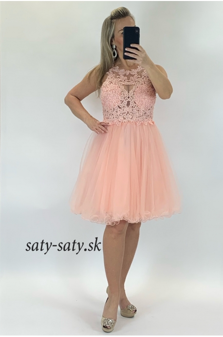 Krátke sploločenské šaty svetlo ružové DI-821