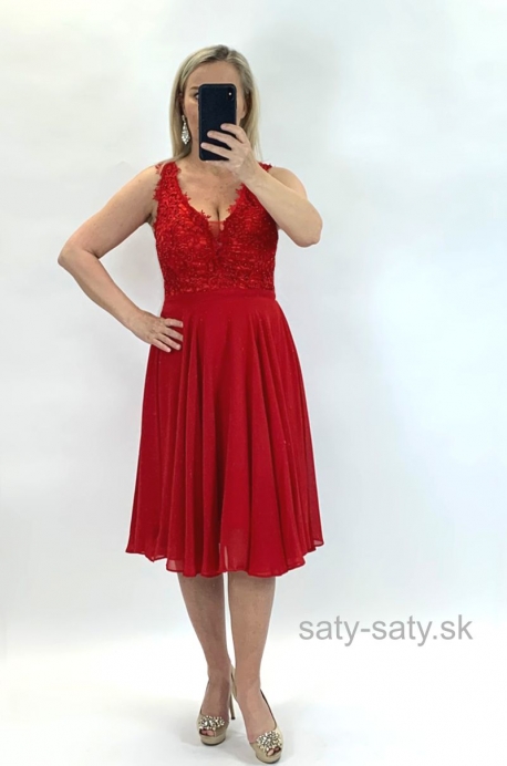 Krátke spoločenské šaty červené DI-834