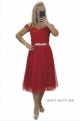 Spoločenské šaty červené 3/4 dĺžky LA-1039