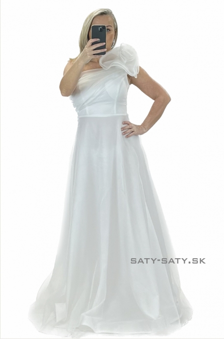 Dlhé spoločenské šaty  biele FE-1061