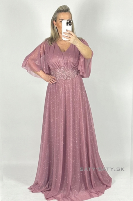 Dlhé spoločenské šaty staro ružové RU-1145