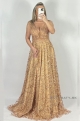 Dlhé spoločenské šaty zlaté JO-1169